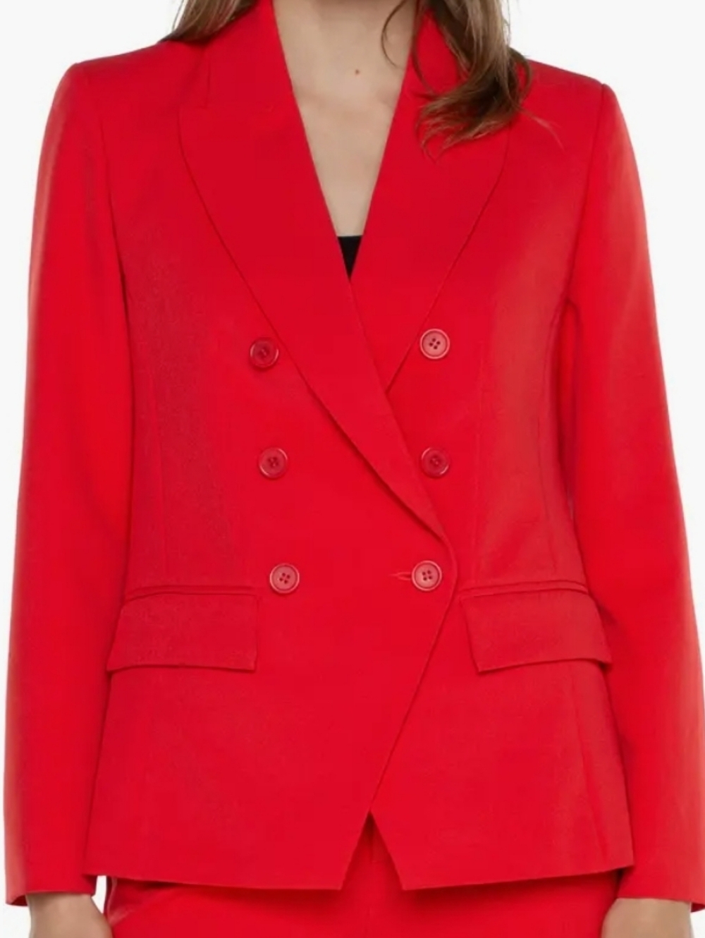 LIVERPOOL Los Angeles Luxe Stretch Double Breasted Women's Blazer Lava Flow L